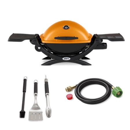 Weber Q1200 Liquid Propane Grill (Orange) Classic Bundle