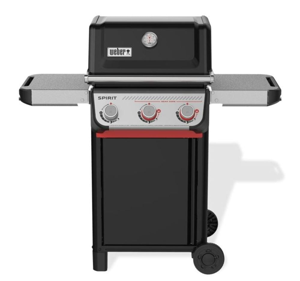 Black Porcelain Coated Cast Iron 3-Burner Propane Gas Grill with Side Burner