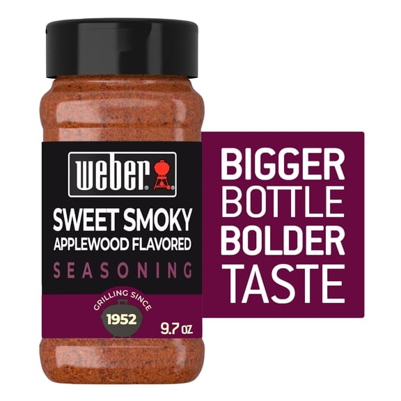 Weber Sweet Smoky Applewood Flavored Seasoning, Applewood Seasoning Blend, 9.7 oz Bottle