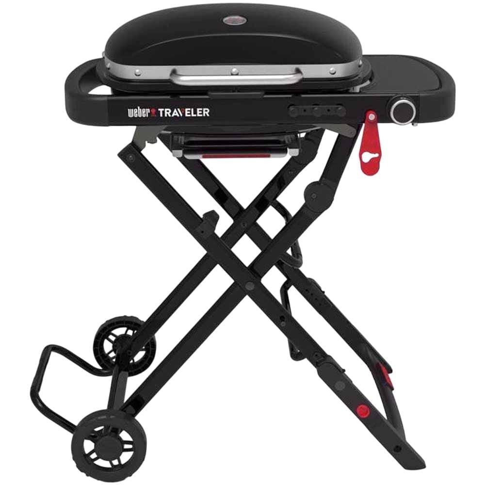 Weber Traveler 1 Burner Portable Liquid Propane Compact Gas Grill, Black