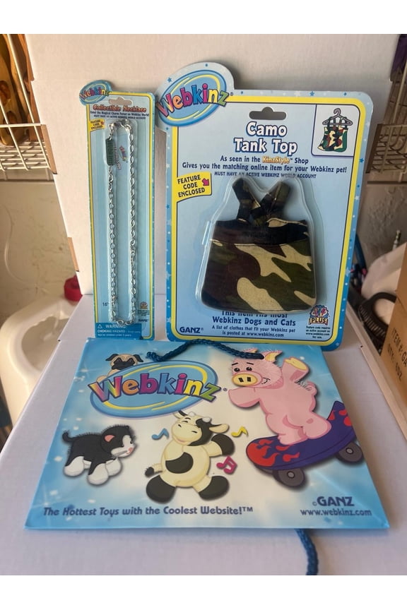 Webkinz Camo Tank Top Necklace With Codes Gift Bag Set New