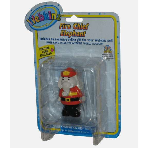 Webkinz Figure Series 1 Fire Chief Elephant W/ Feature Code