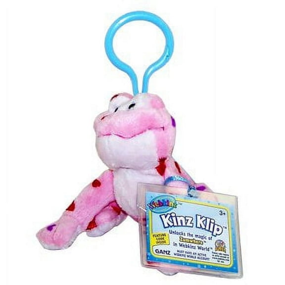 Webkinz - Kinz Klip Love Frog (Key Clip Plush With Sealed Code) Bonus 1 Pack Webkinz Trading Card