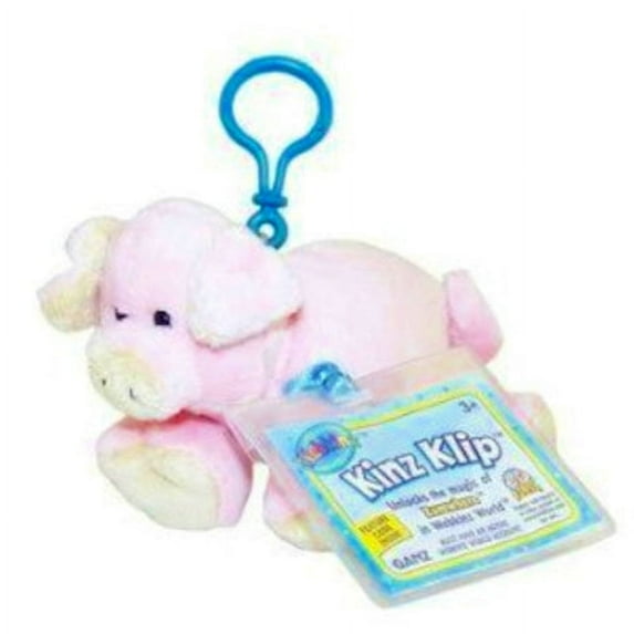 Webkinz - Kinz Klip Pig (Key Clip Plush Sealed Code) Bonus 1 Pack Webkinz Trading Card