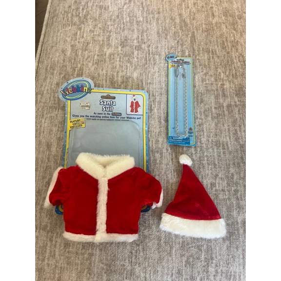 Webkinz Pet Clothing Santa Suit no Code for Dogs & Cats With Necklace With Code (BONUS 1 FUN CHOPS)