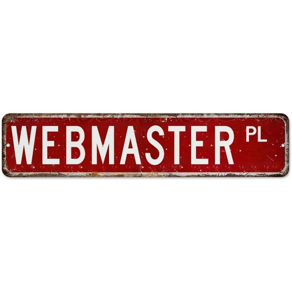 Webmaster Funny Novelty Metal Tin Sign Gate Signs Retro Career Street Profession Home Decor Aluminum Metal Sign for Dorm Room Garden 4"x16"