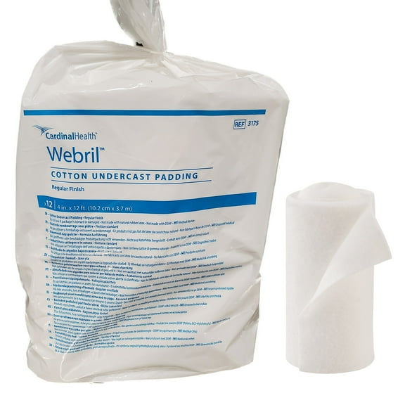 Webril Cast Padding 4" x 4 yard Cotton White 3175-, 72 Ct