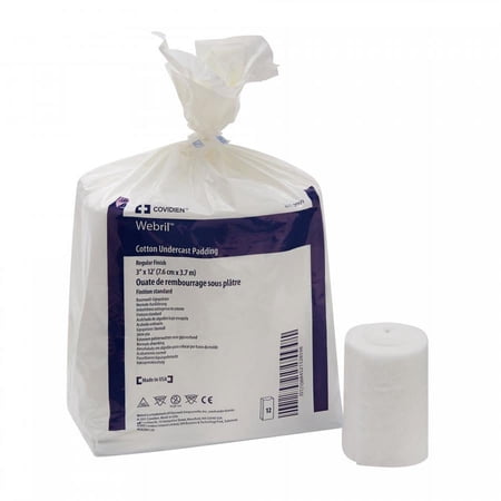 Webril Cast Undercast Padding, 3 Inch x 4 Yard, Cotton, NonSterile, 72 Count