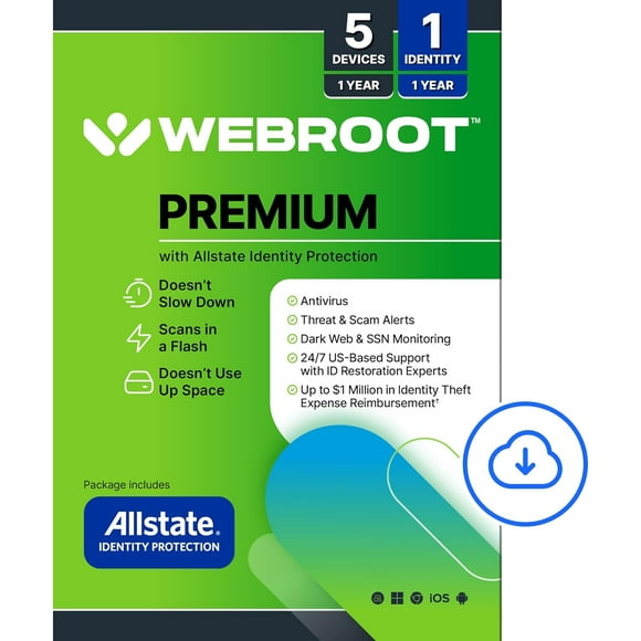 Webroot Allstate Premium 5 Devices 1 Year (Digital Download)