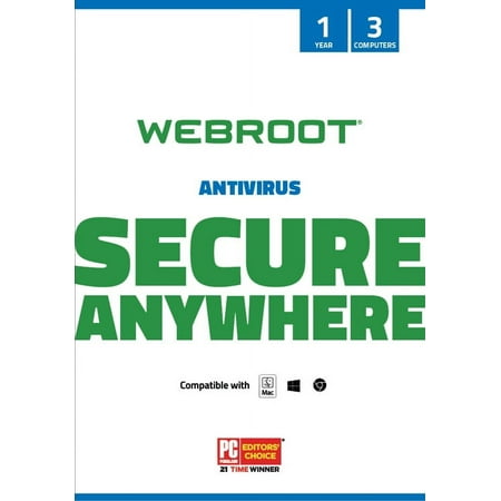Webroot Antivirus Software for 3 Devices, 1 Year Subscription – Windows/MacOS [Box]