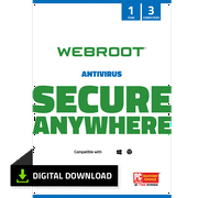 Webroot Antivirus Software for 3 Devices, 1 Year Subscription – Windows/MacOS [Digital Download]