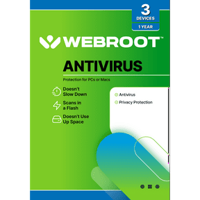 Webroot Antivirus Software for 3 Devices, 1 Year Subscription  Windows/MacOS [Digital Download]