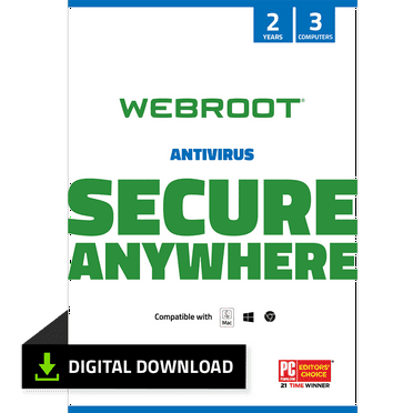 Webroot Antivirus Software for 3 Devices, 2 Year Subscription – Windows/MacOS [Digital Download]