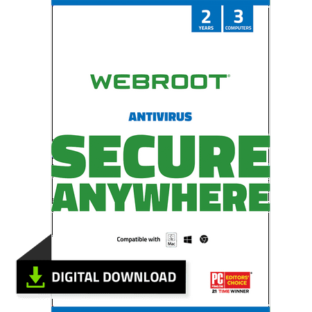 Webroot Antivirus Software for 3 Devices, 2 Year Subscription – Windows/MacOS [Digital Download]