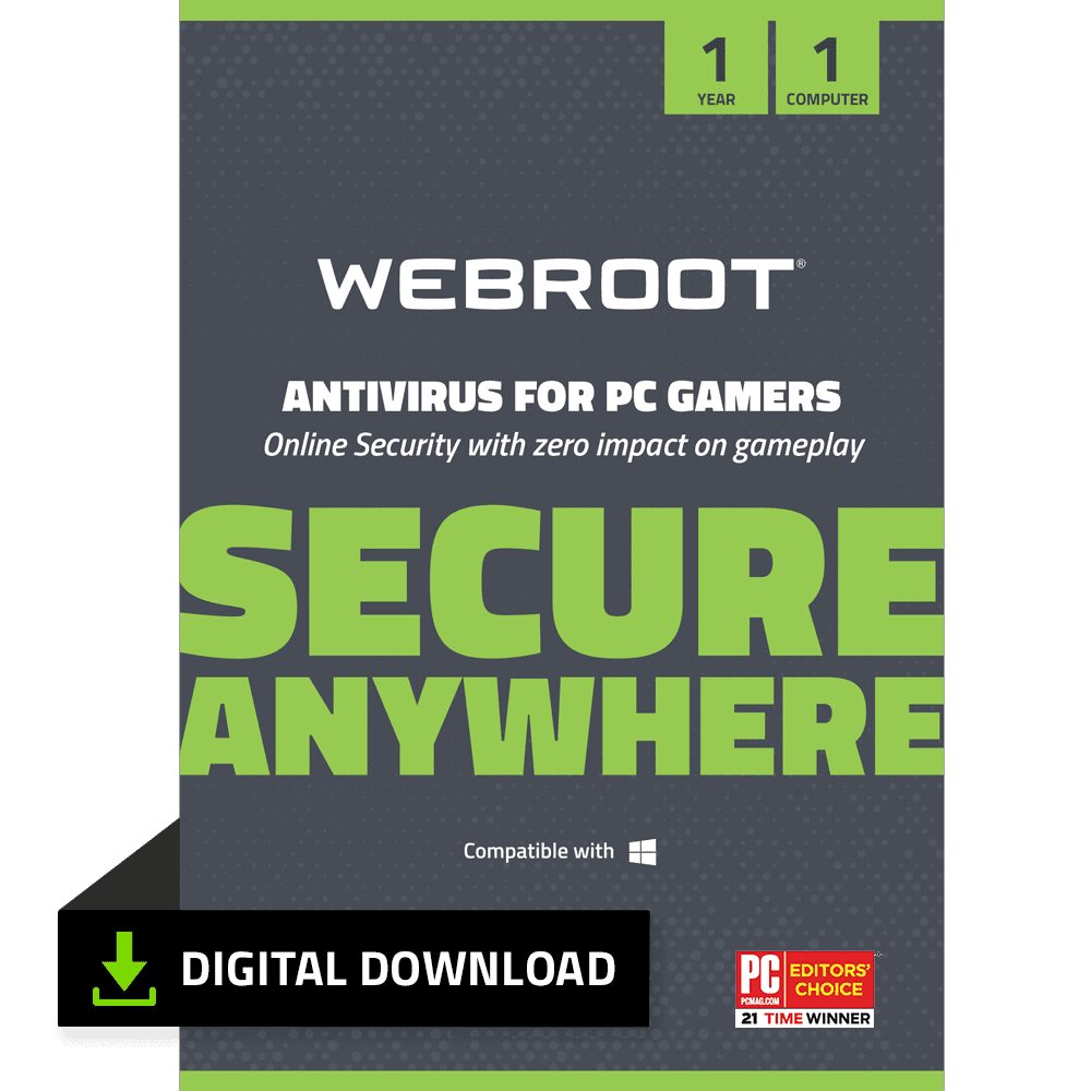 Webroot Antivirus for PC Gamers, 1 Devices, 1 Year Subscription Windows/MacOS [Digital Download]