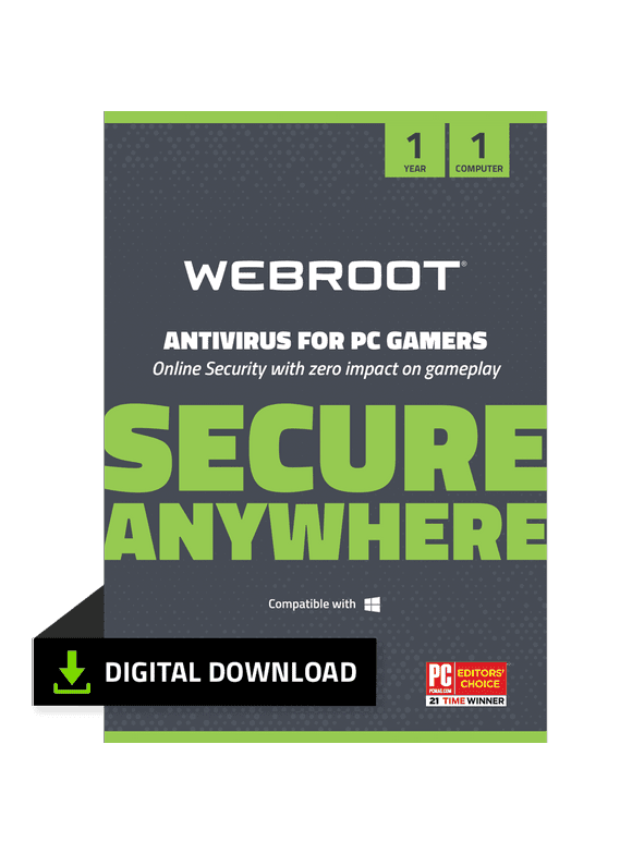 Webroot Antivirus for PC Gamers, 1 Devices, 1 Year Subscription – Windows/MacOS [Digital Download]