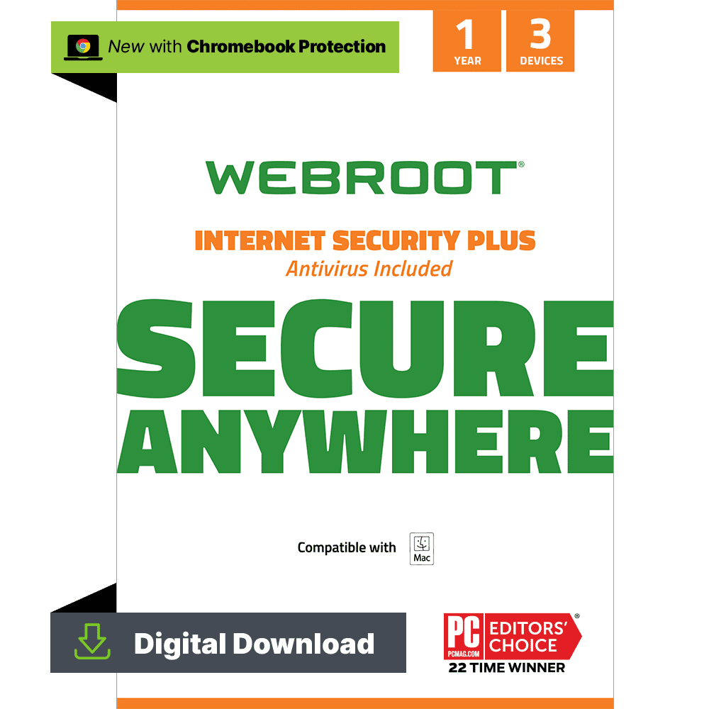 Webroot Internet Security Plus + Antivirus | 3 Device | 1 Year | Mac Download