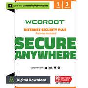 Webroot Internet Security Plus with Antivirus Protection for 3 Devices, 1-Year Subscription – Windows/Chrome/MacOS/Android/Apple iOS [Digital Download]