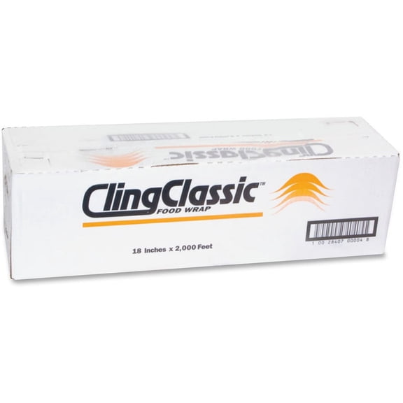 Webster Cling Classic Food Wrap - 18" Width x 2000 ft Length - Dispenser - Plastic - Clear | Bundle of 2 Cartons
