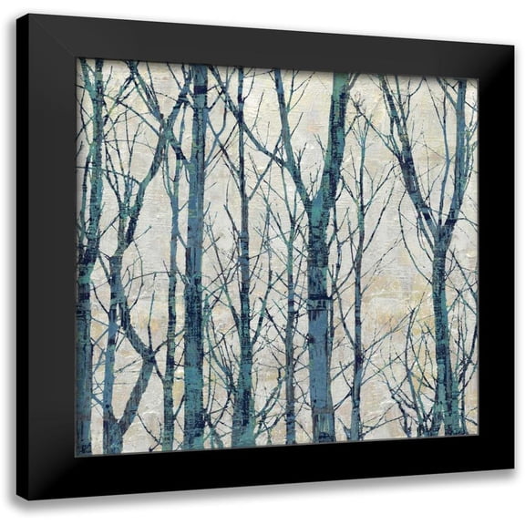 Webster, Kyle 12x12 Black Modern Framed Museum Art Print Titled - Through The Trees - Blue I