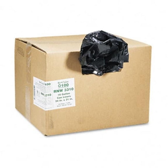 Webster RNW3310 ReClaim Can Liners 16 gallon .65mil 24 x 31 Black 500/carton