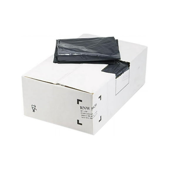 Webster Reclaim Heavy-Duty Recycled Black Can Liners, 60 Gallon, 100 Count