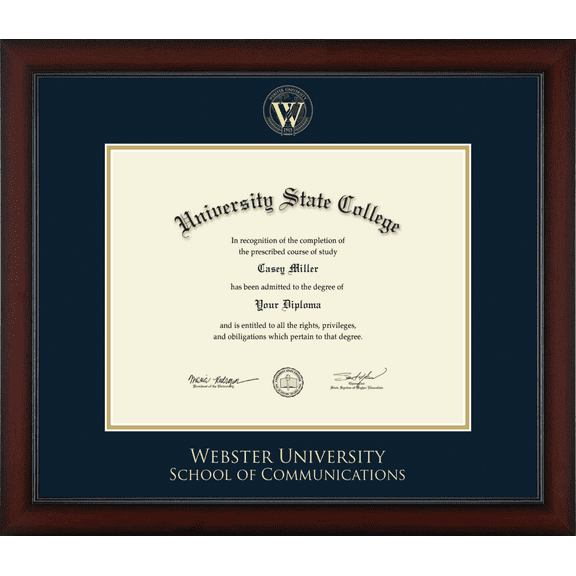 Webster University School of Communications Diploma Frame, Document Size 13.75" x 10.75"