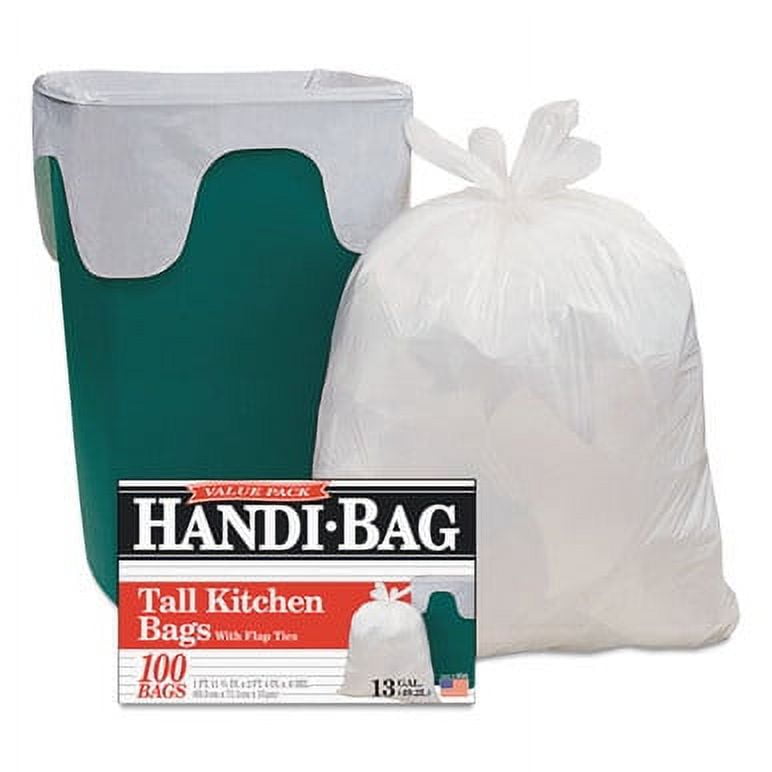 Handi-Bag Drawstring Kitchen Bags, 13 gal, 0.6 mil, 24 x 27.38, White,  50/Box (HAB6DK50)