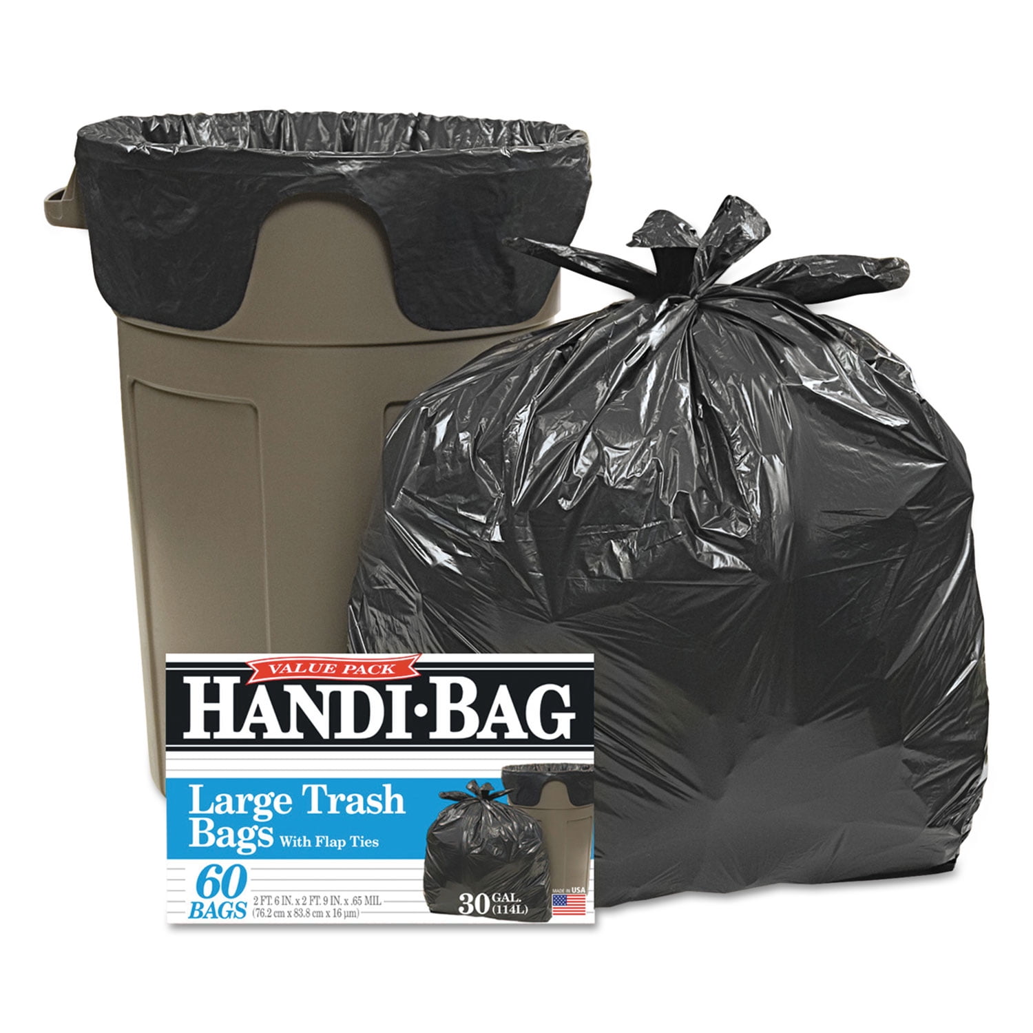 20-30 Gallon Black Drawstring Trash Bags - 1.2 Mil