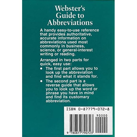Webster's Guide to Abbreviations (Hardcover) by Webster's, Merriam-Webster (Editor)