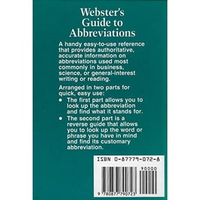 Pre-Owned Webster's Guide to Abbreviations (Hardcover) by Webster's, Merriam-Webster (Editor)