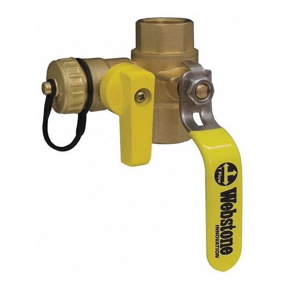 Webstone 1/2" IPS x Hose Cap Brass Ball Valve with Drain 3-Way 40612