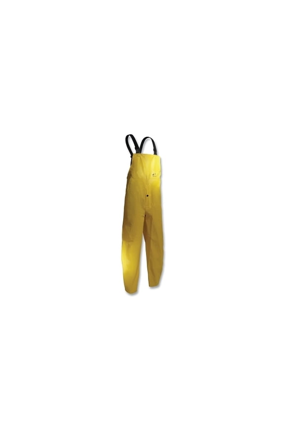Webtex Rain Bib Overalls, 0.65 mm Thick, Heavy-Duty Ribbed PVC, Yellow, 2X-Large, Snap Fly Front