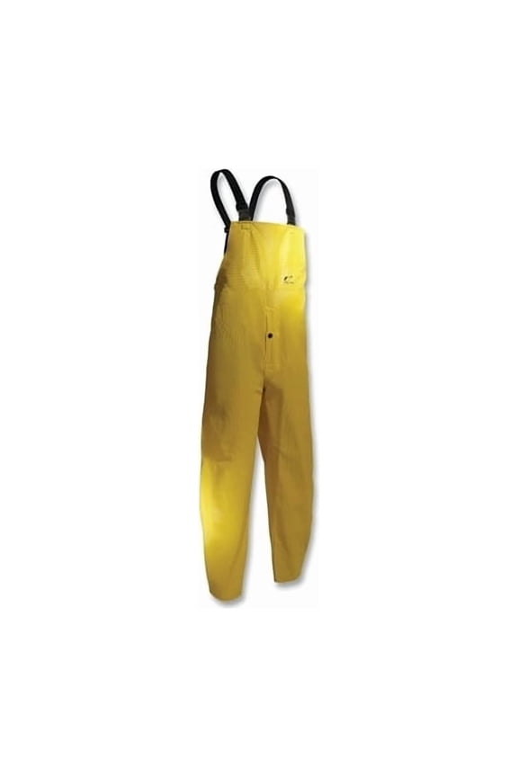 Webtex Rain Bib Overalls, 0.65 mm Thick, Heavy-Duty Ribbed PVC, Yellow, 2X-Large, Snap Fly Front