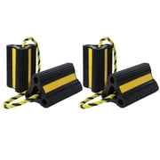 Wecarlle Rv Wheel Chocks for Trailers Heavy Duty Rubber Wheel Immobilizers & Chocks with 3 Reflective Strips, Black, 2 Pair 4 Pieces