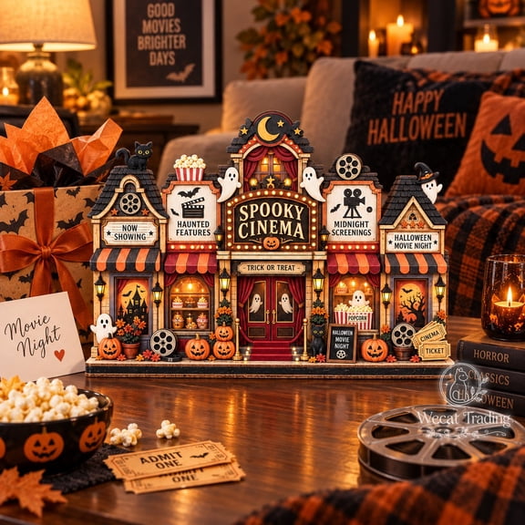 Wecat Trading Two-Layer Wooden Block Halloween Movie Decor