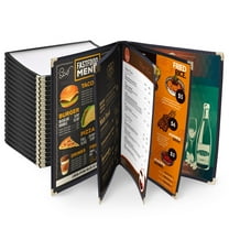 Wechef 20 Pack of Menu Covers 8.5"x14inches 5 Pages 10 Views Bar Cafe Restaurant Book Black Folder
