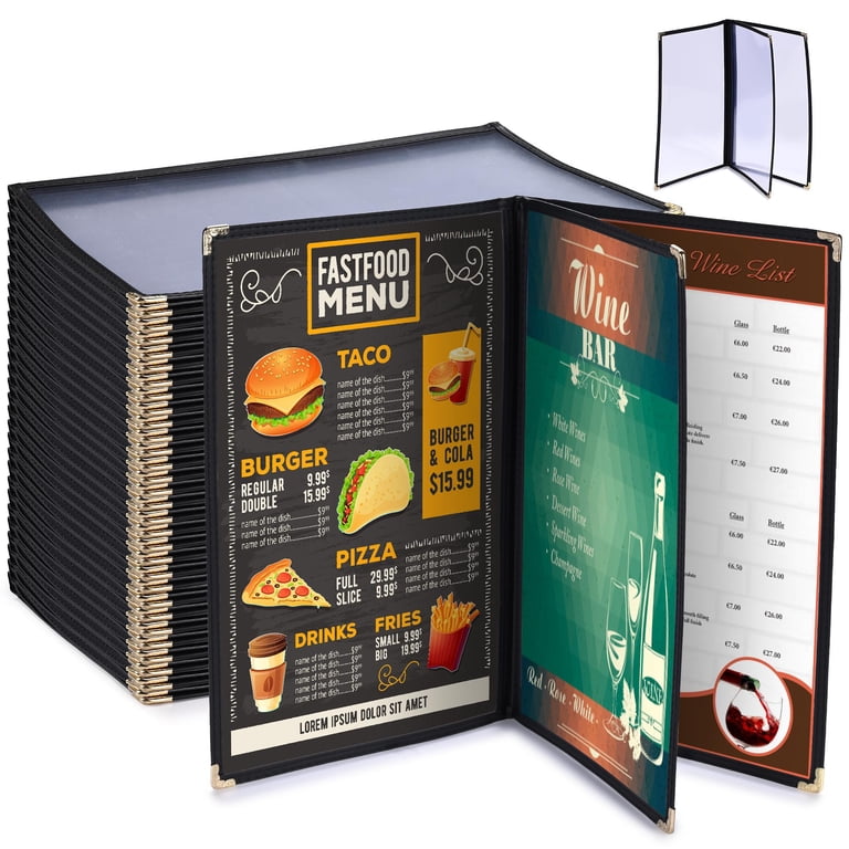 PVC Menu Covers 8.5x11 30 Pack Restaurant Menu Covers 8.5x11 - Triple ...