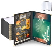 WeChef 30 pack 8.5x11 Restaurant Menu Book Covers 2 Page 4 View Double Fold for Cafe Hotel Bar Black
