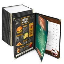 Wechef 30pcs Non-Toxic Menu Covers 8.5x11inches Black Book Style Cafe Bar 3 Pages 6 View