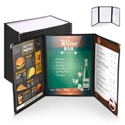 WeChef 30 pack 8.5x11 Restaurant Menu Book Covers Trifold 3 Page 6 View for Cafe Hotel Bar Black