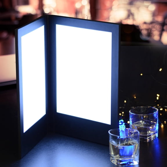Wechef 4 Pack LED Backlit Menu Cover 8.5x14" Leatherette Wine List Check Bill Holder Displayer 2-Panell