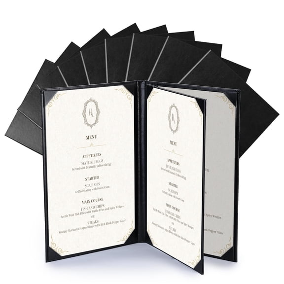 WeChef 10 pack 8.5"x14" Restaurant Menu Book Covers 4 View PU Leather w/ Angled Corner Wine List Bar Hotel
