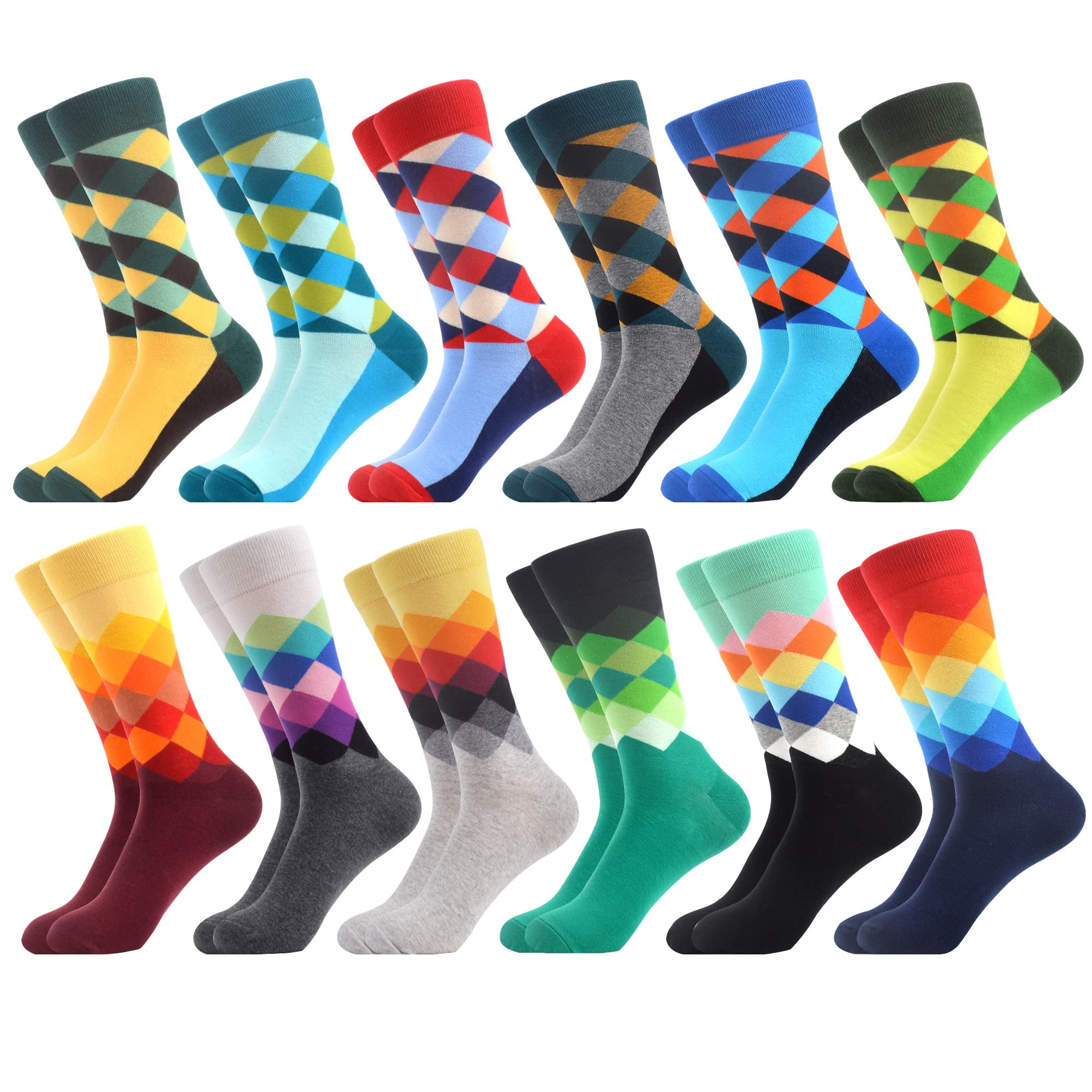 AWS Women's Colorful Cotton Crew Socks - 6 Pairs Soft & Breathable