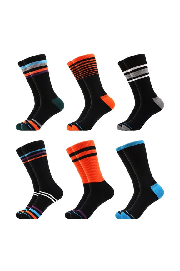 Men's Crew Work Cushioned Cotton Casual Calf Socks For Men(6 Pack)