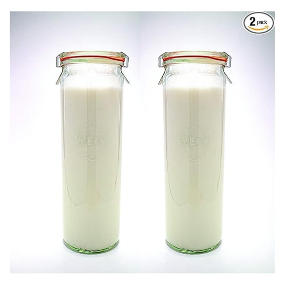 Weck Canning Jars 1/2 Liter Set of 2 - Glass Jars with Airtight Seal & Lids - Food Storage Containers for Yogurt, Jelly, Pickles - Reusable & Dishwasher Safe