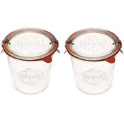 Weck Canning Jars 742 - Weck Mold Jars made of Transparent Glass - Eco-Friendly Canning Jar - Storage for Food, Yogurt with Air Tight Seal and Lid - 1/2 Liter Tall Jars Set - 2 Jars