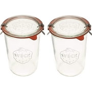 WECK Canning Jars 743 - Transparent Glass, Eco-Friendly, Airtight Seal & Lid - Set of 2, 3/4 Liter - Multi Purpose Storage for Food