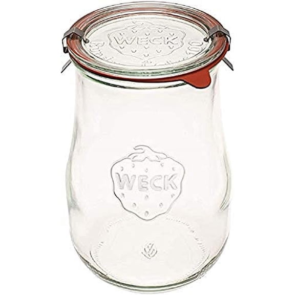 Weck Jars - Weck Tulip Jars 1.5 Liter - Sour Dough Starter Jars - Large Glass Jars for Sourdough - Starter Jar with Glass Lid - Tulip Jar with Wide Mouth - Suitable for Canning and Storage - (1 Jar)