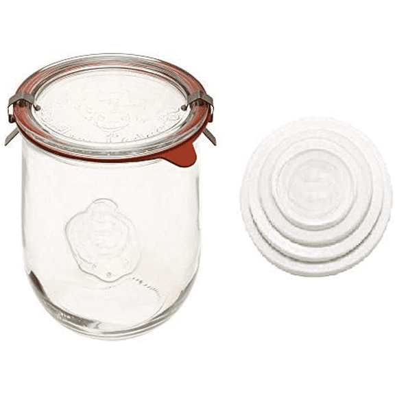 Weck - Large Glass Jars for Sourdough - Starter Jar with Glass Lid - Tulip Jar with Wide Mouth - 1 Liter Includes (Keep Fresh Cover)$$Home Decor, Kitchen, & Other